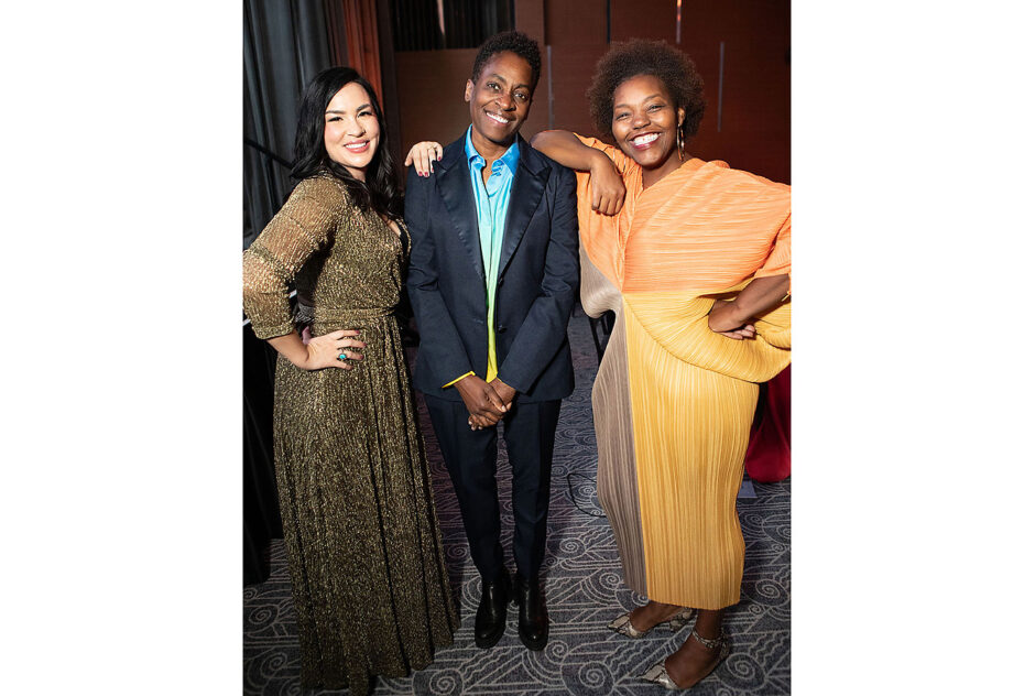 (From Left) Fellow Kali Fajardo-Anstine (18, 21), Fellow and the evening's emcee Jacqueline Woodson (4x, 90-09), and last year's Marian MacDowell Arts Advocacy Award winner Mahogany L. Browne, artistic director of Urban Word NYC.