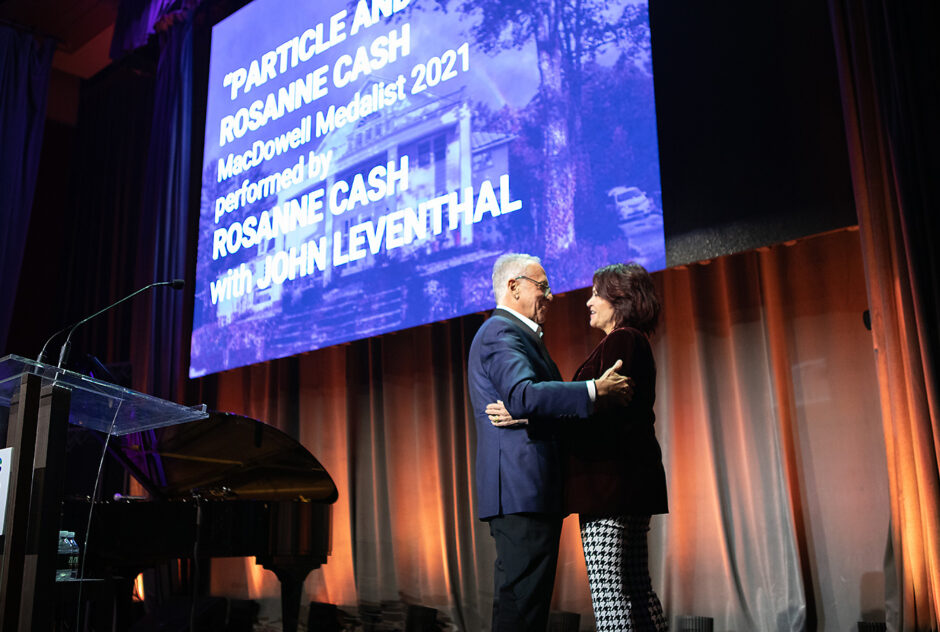 MacDowell Executive Director Philip Himberg greets Rosanne Cash near the end of the evening.