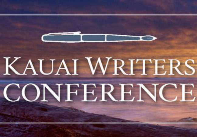 Conference's logo set against a photo of the ocean at sunset.