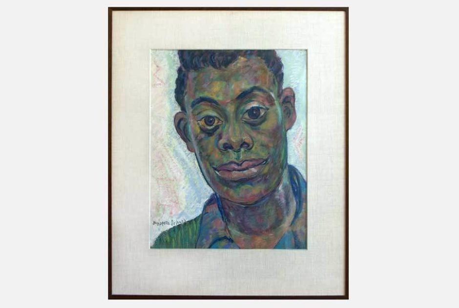 James Baldwin, pastel on paper, 23.5 in. x 18.5 in., 1945, Beauford Delaney. Gift of the Baldwin family to MacDowell (2018). Joanna Eldredge Morrissey photo.