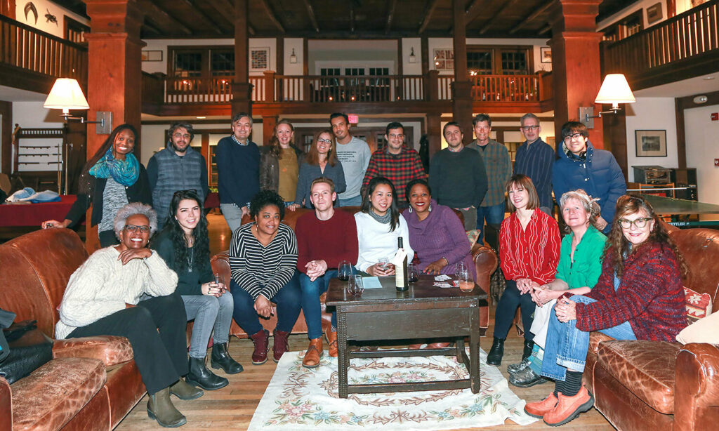 MacDowell Fellows pose in Bond Hall for a group photo