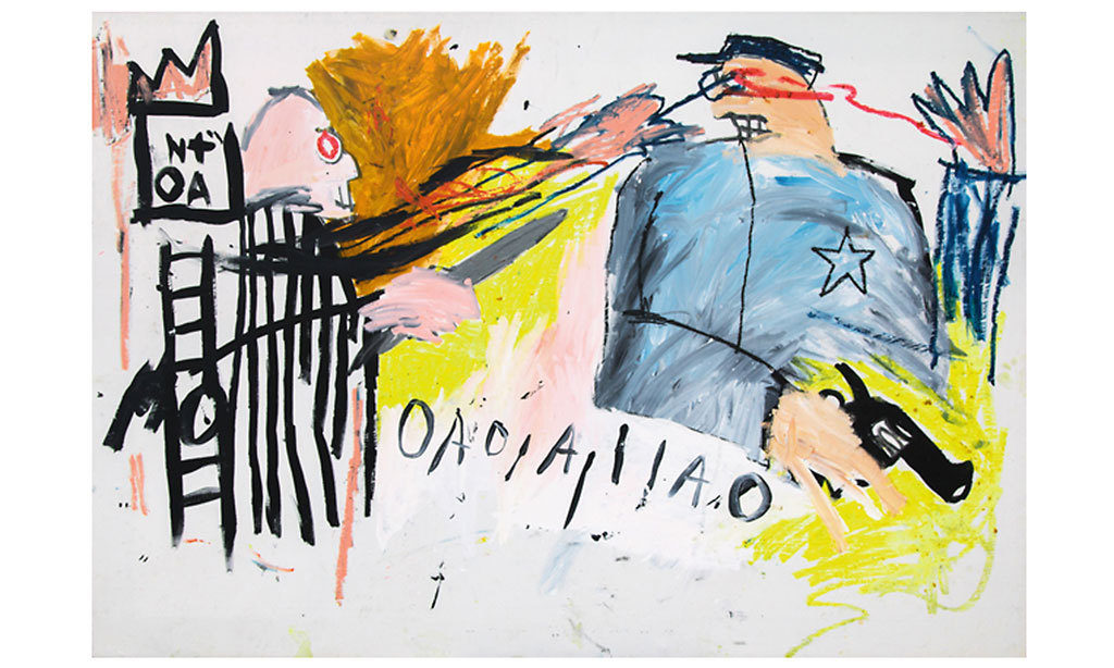 Jean Michel Basquiat, “Untitled (Sheriff),” 1981, Carl Hirschmann Collection. © Estate of Jean-Michel Basquiat