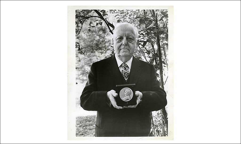 Thomson shows off the Edward MacDowell Medal.