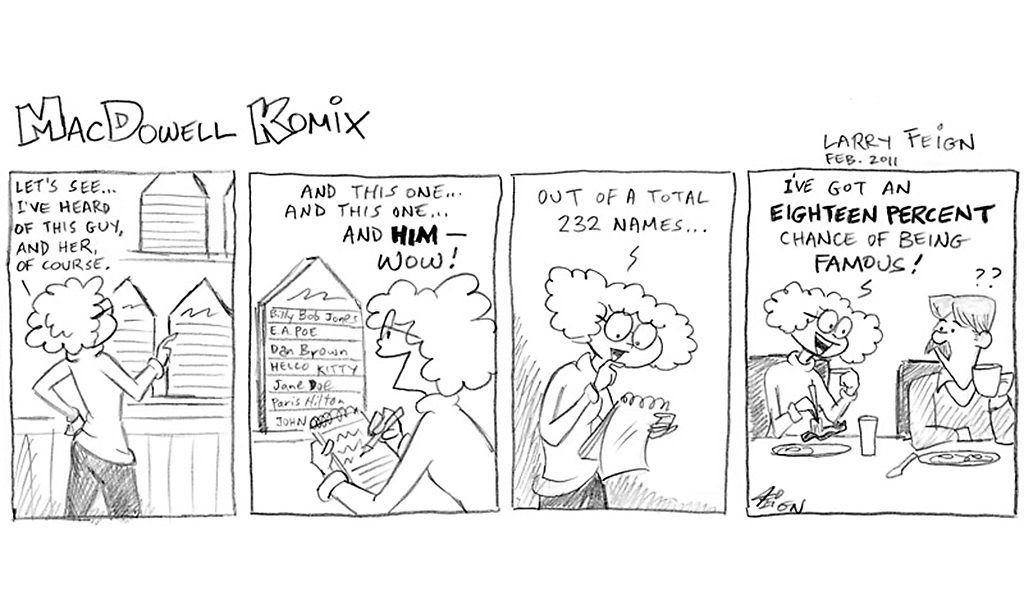 A hand drawn comic strip titled "MacDowell Komix"