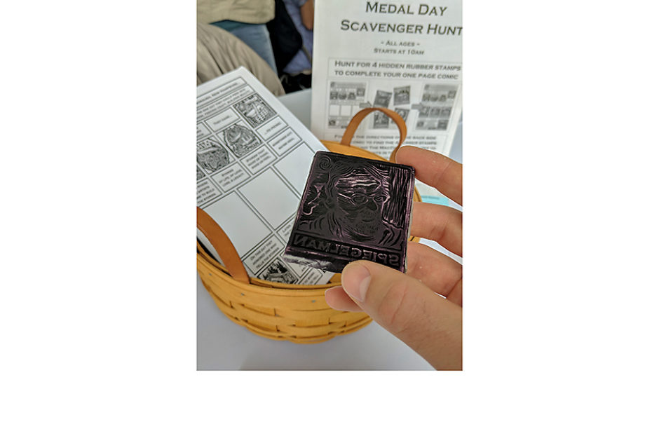 A stamp used for an activity for Medal Day attendees