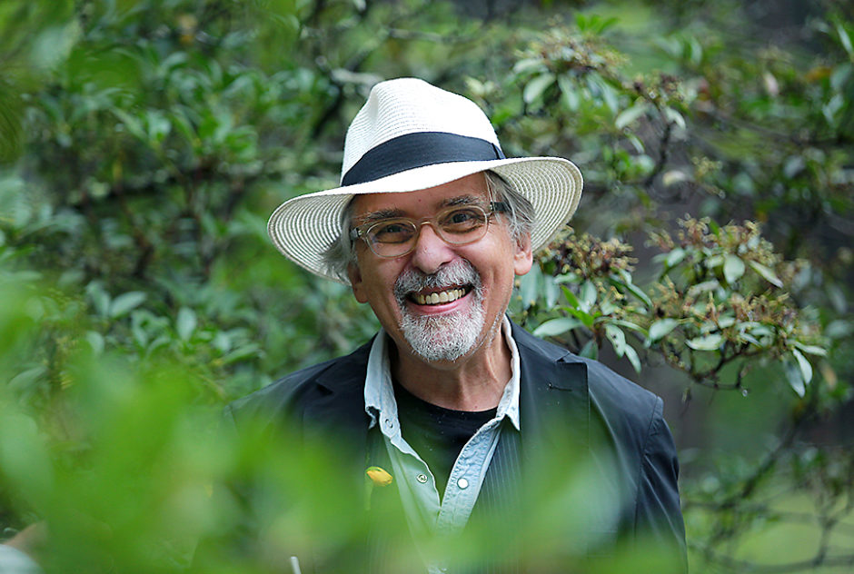 Art Spiegelman dons a bright smile as he poses for a portrait.