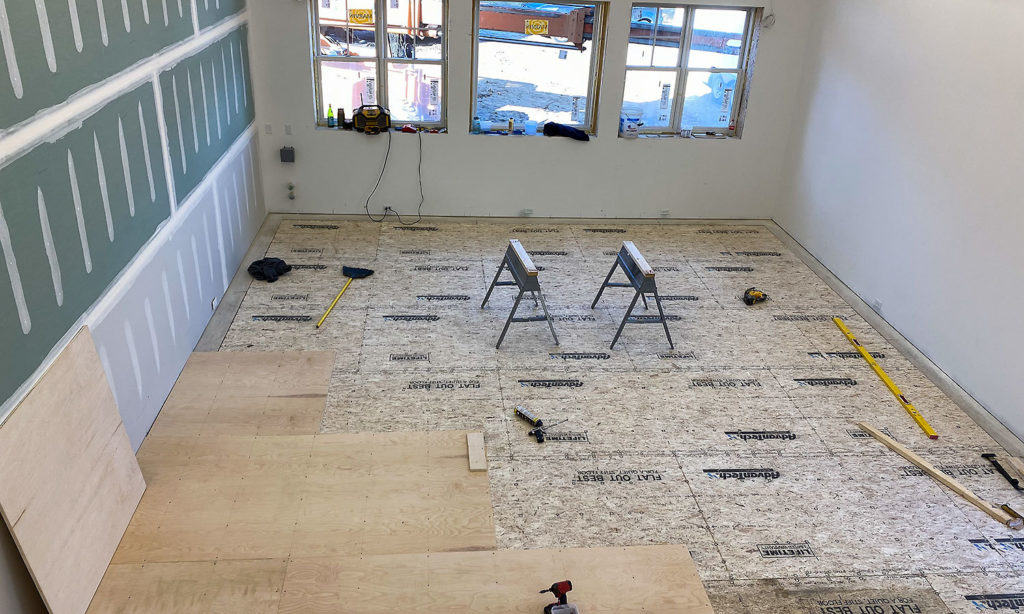 Flooring being installed in Firth studio