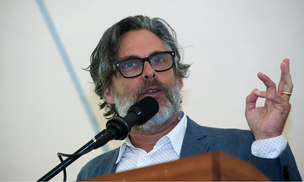 Chairman of the Board Michael Chabon welcomes the crowd.