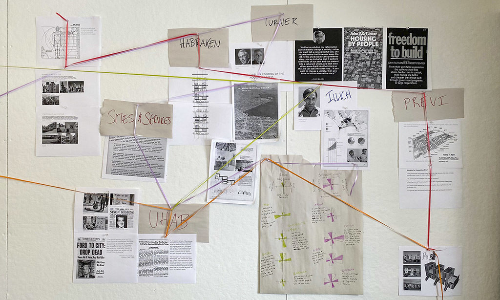 A mind map Cassim Shepard created on the wall of MacDowell's Putnam Studio during his residency.