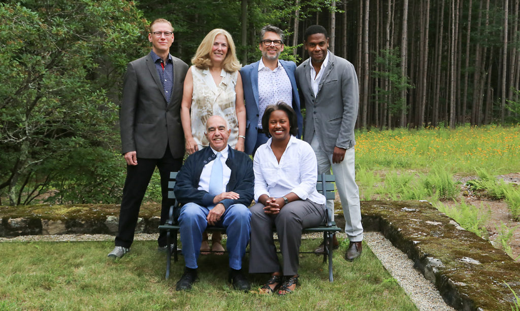 (Clockwise from top left) Resident Director David Macy, Executive Director Cheryl A. Young, Chairman of the Board Michael Chabon, pianist and radio host Terrance McKnight, Board President Susan Davenport Austin, and composer Yehudi Wyner.