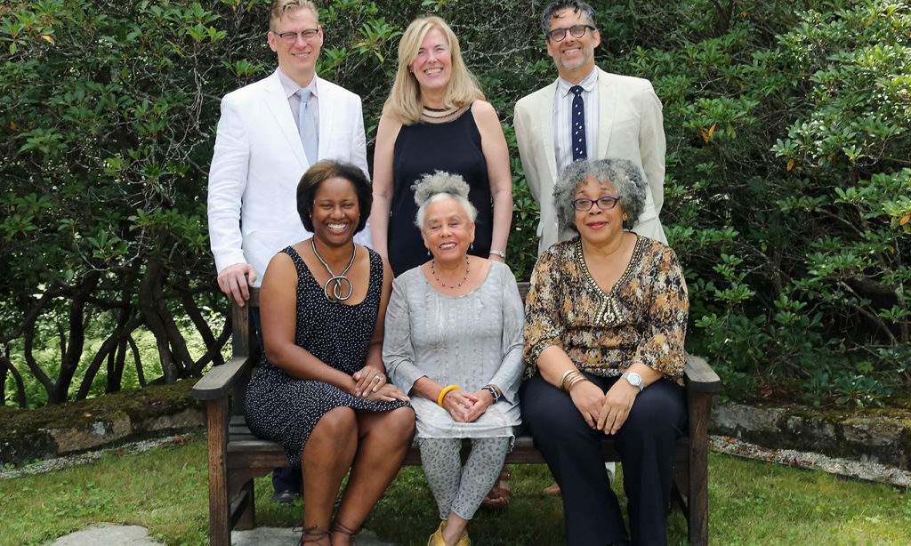 Clockwise from top left: Resident Director David Macy, Executive Director Cheryl A. Young, Chairman of the Board Michael Chabon, Introductory Speaker Lowery Stokes Sims, Medalist Betye Saar, and Presdident of the MacDowell Colony Board of Directors Susan Davenport Austin.