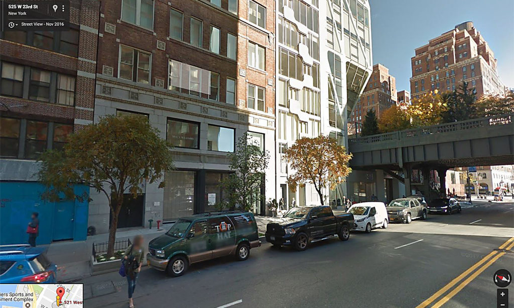 521 W. 23rd Street is seen center-left in this image with The Highline a few doors away. (image courtesy of Google Maps)