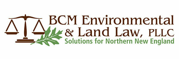 BCM Environmental and Land Law logo. Next to the business name, on the left, is an image of scales and an oak leaf
