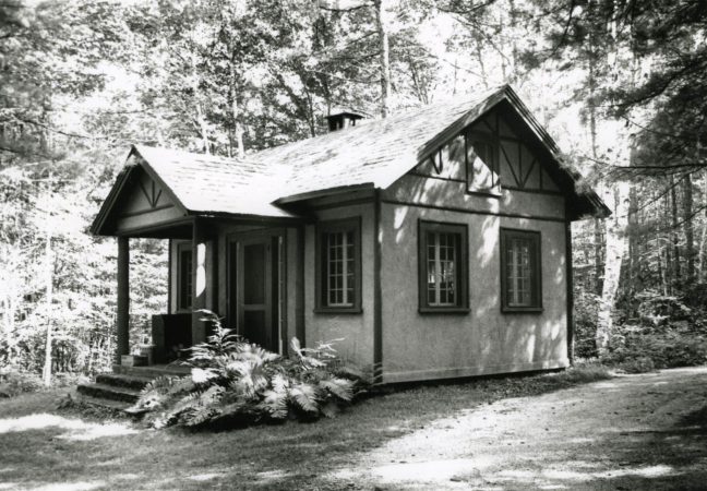 Black and white image of Chapman studio in summer
