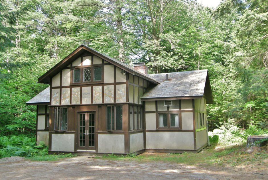 Adams Studio in summer 2015 surrounded by lush green forest