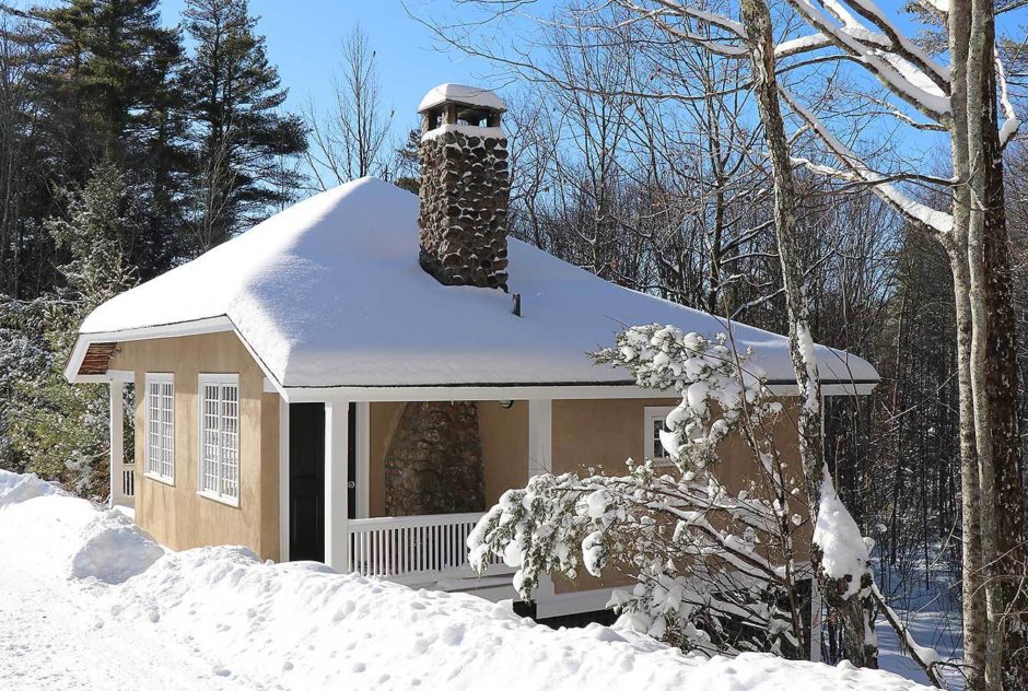 MacDowell Studio on a sunny day in winter 2020 surrounded by snow
