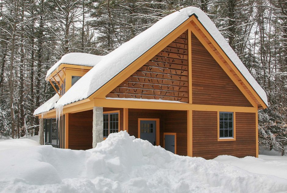 Calderwood Studio in winter surrounded by deep snow