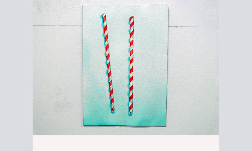 Double Straws (for Jenni) - 7 x 10 inches, watercolor on Arches 2018