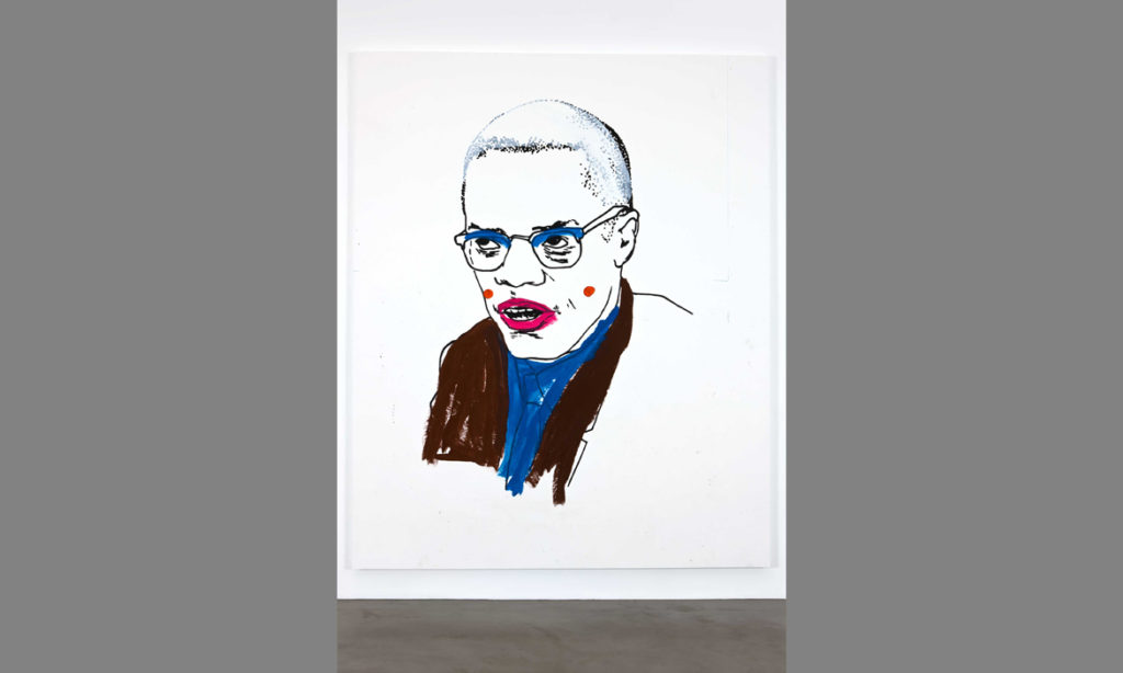 Untitled (Malcolm X) - Pencil, acrylic and Flasche paint on paper mounted on panel; 132 X 107 in.; 2008