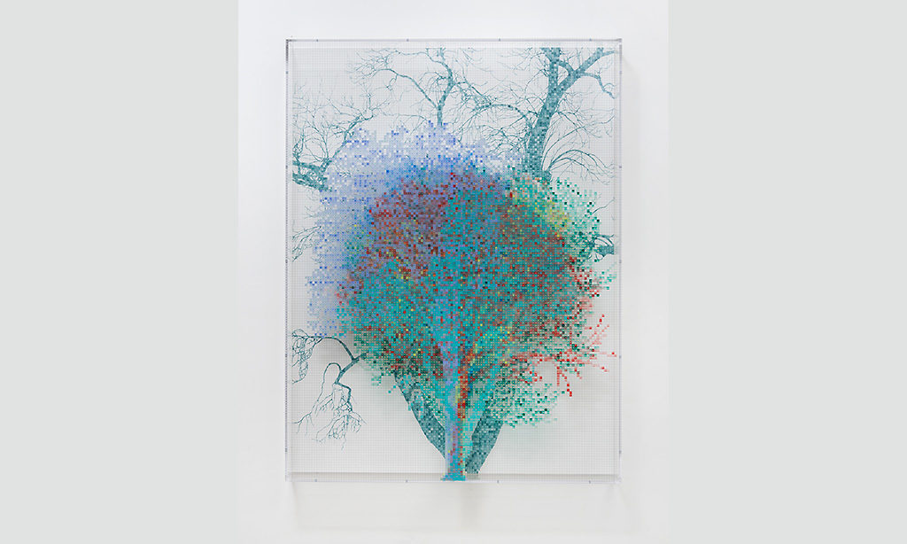 Numbers and Trees: Central Park Series IV: Tree #7, Maria - Acrylic sheet, acrylic paint, lacquer, wood; 78 3/8 x 59 5/8 x 5 3/4 inches; 2017