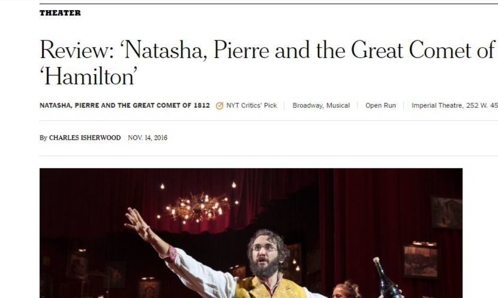 Review: Natasha, Pierre and the Great Comet of 1812 - Read The New York Times Review