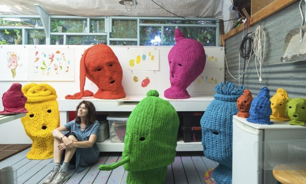 Knitted Heads, 2015 - Studio view