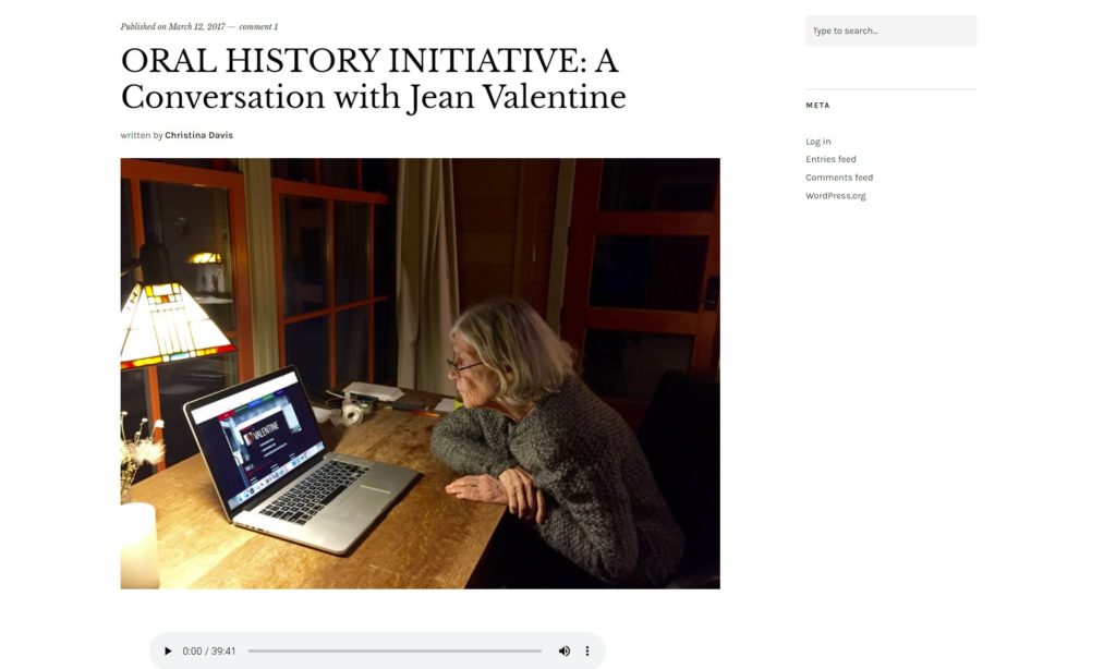 Conversation with Jean Valentine - Click to read and listen